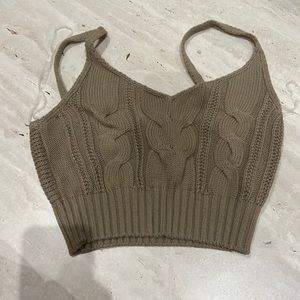 Olive green cropped sweater top